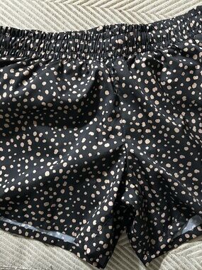 Nike Black Athletic Shorts with Cream Dot Print with liner